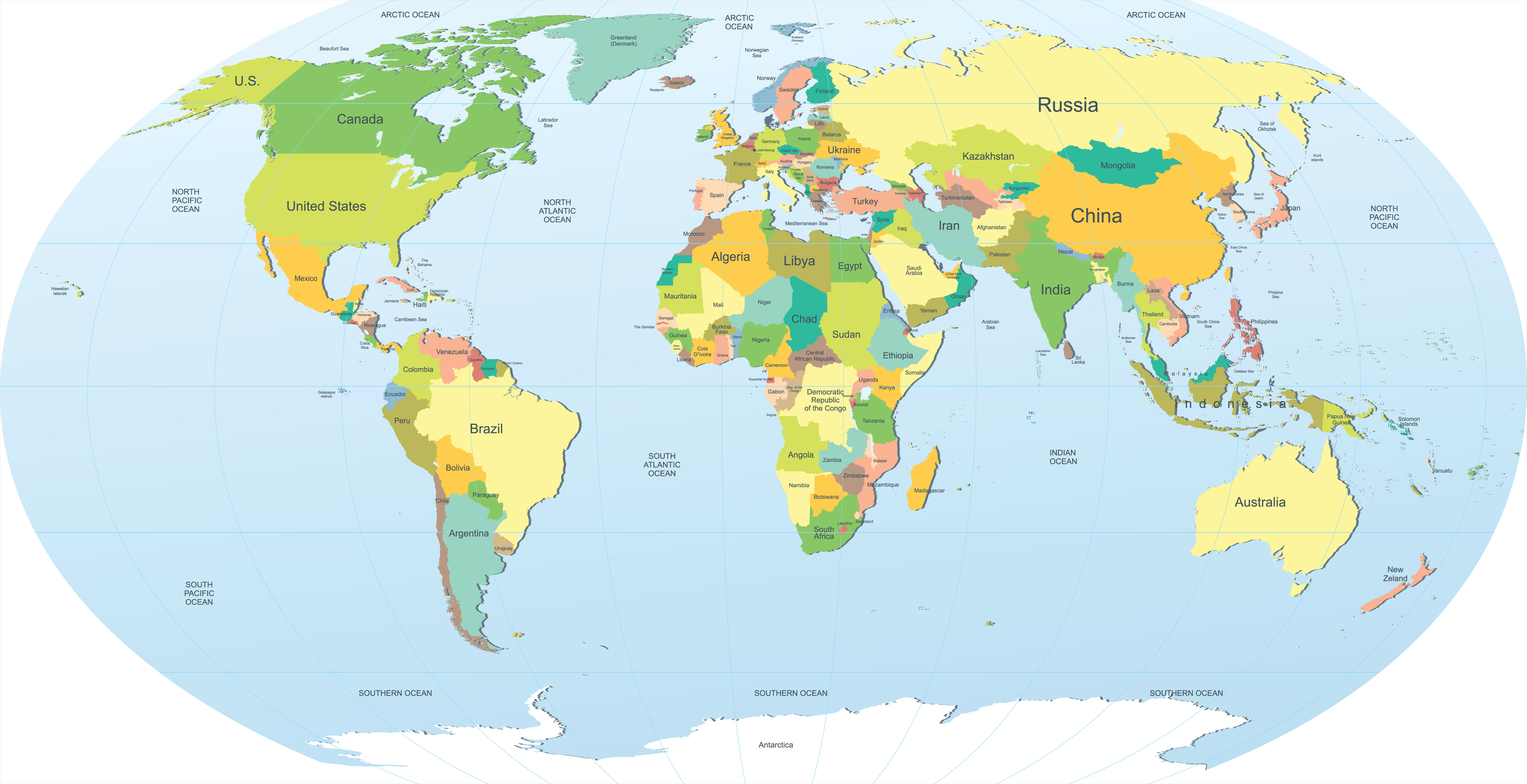 World Map With Countries Names Hd