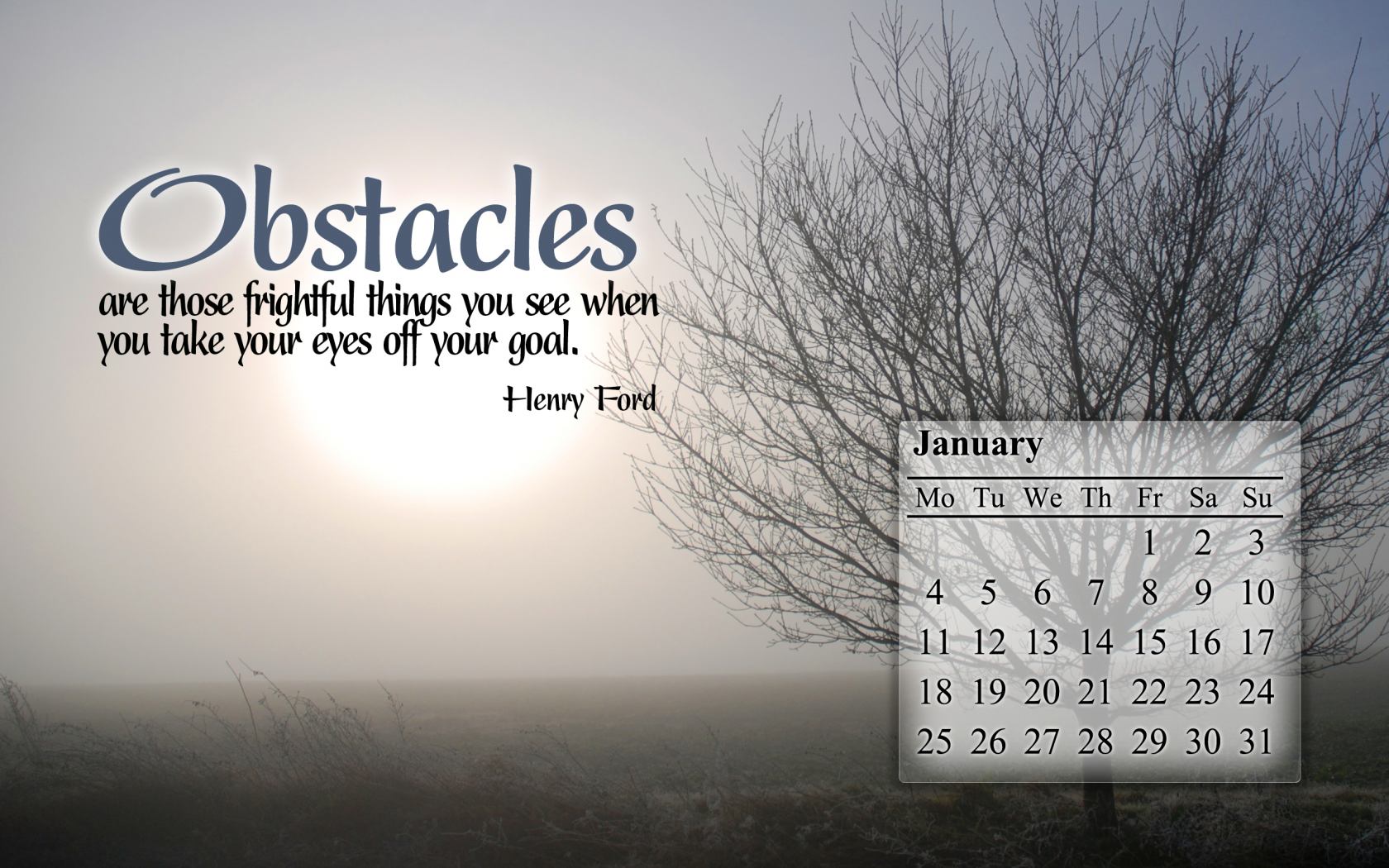 January Calendar Desktop Wallpaper