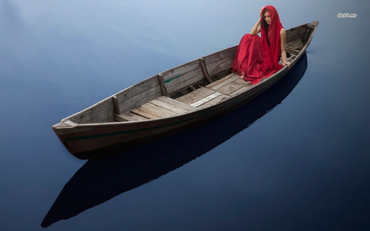 Woman In Red Dress A Boat Wallpaper Girl