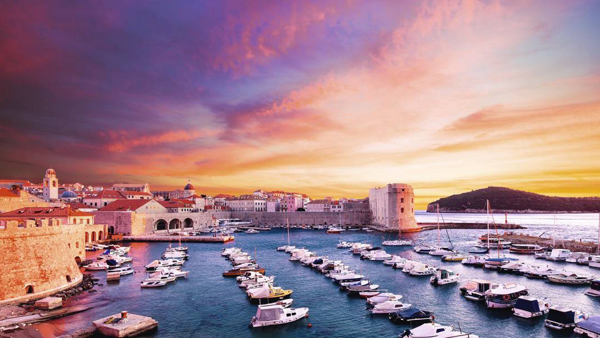 Sunset Dubrovnik Croatia Adriatic Sea Desktop Wallpaper HD Tripnstay