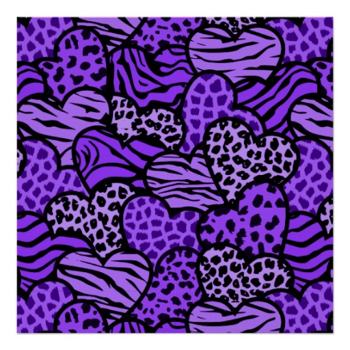 Zebra Print Cheetah Leopard Giraffe Animal Posters Purple Wallpaper