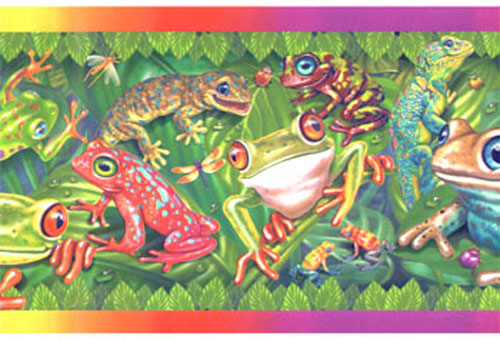 Rainforest Frogs Wall Border Colorful Wallpaper