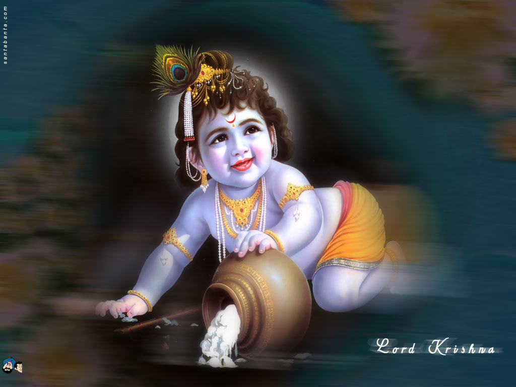 Cute Child Lord Krishna Images Wallpapers 1024x768