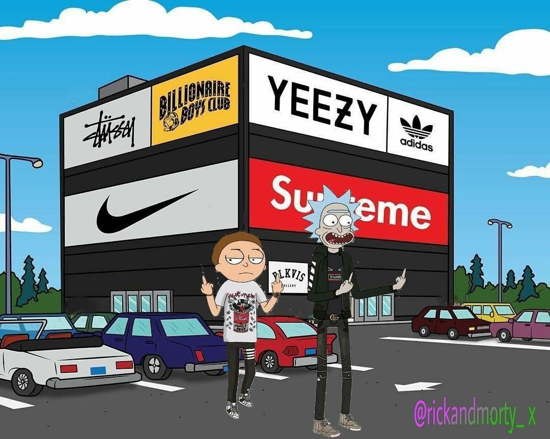 Rick And Morty X Supreme Poster