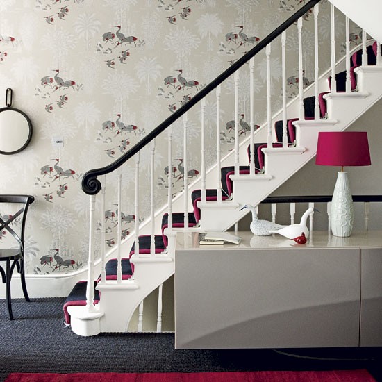 Classic Entrance Hall With Decorative Wallpaper Hallway