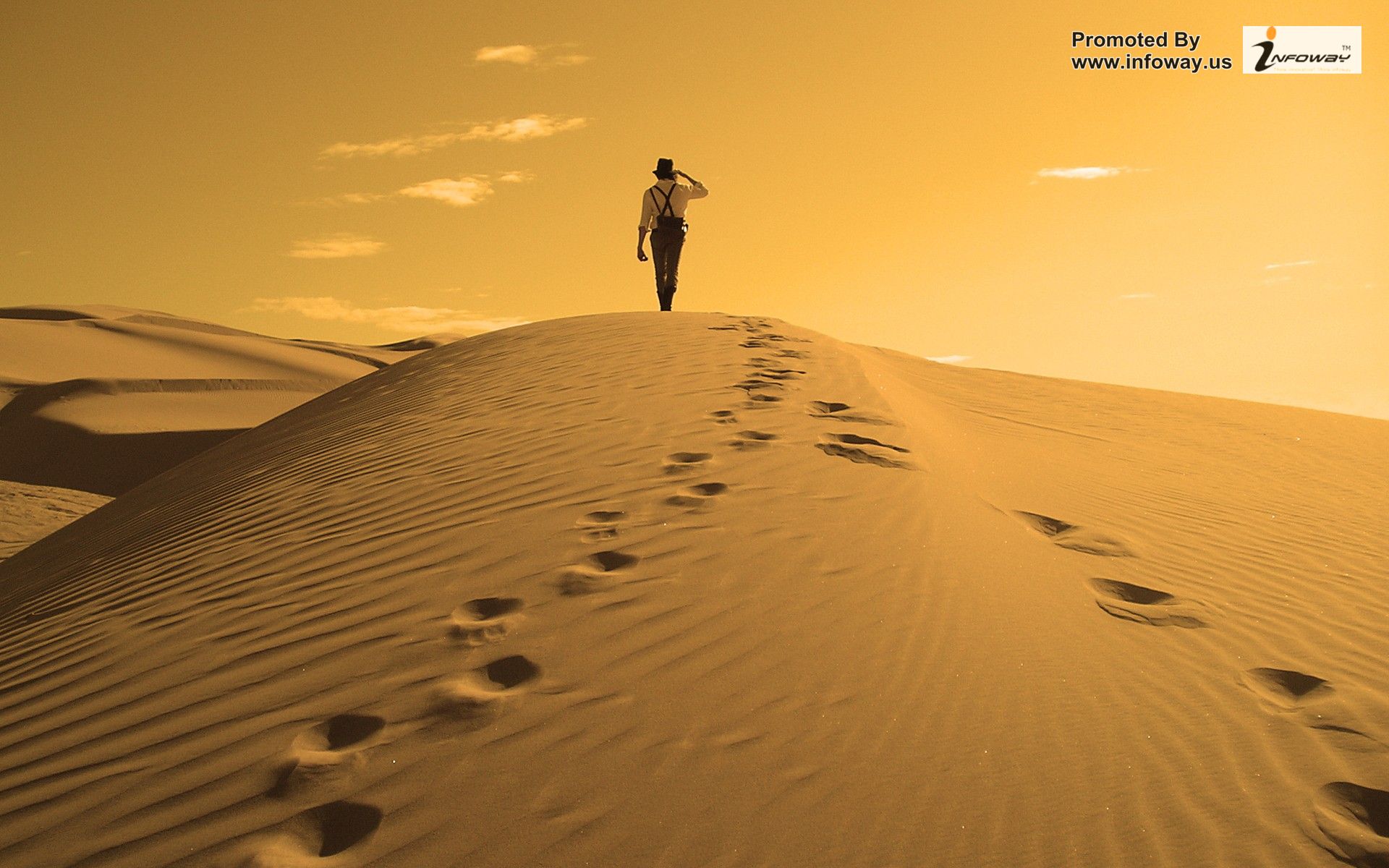 Sand Desert Alone People Dunes Footprint HD Wallpaper