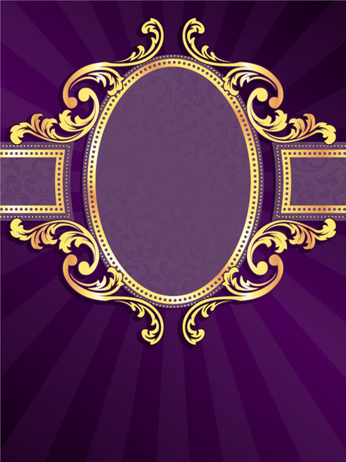 Purple Background Vector Name Golden Frame With