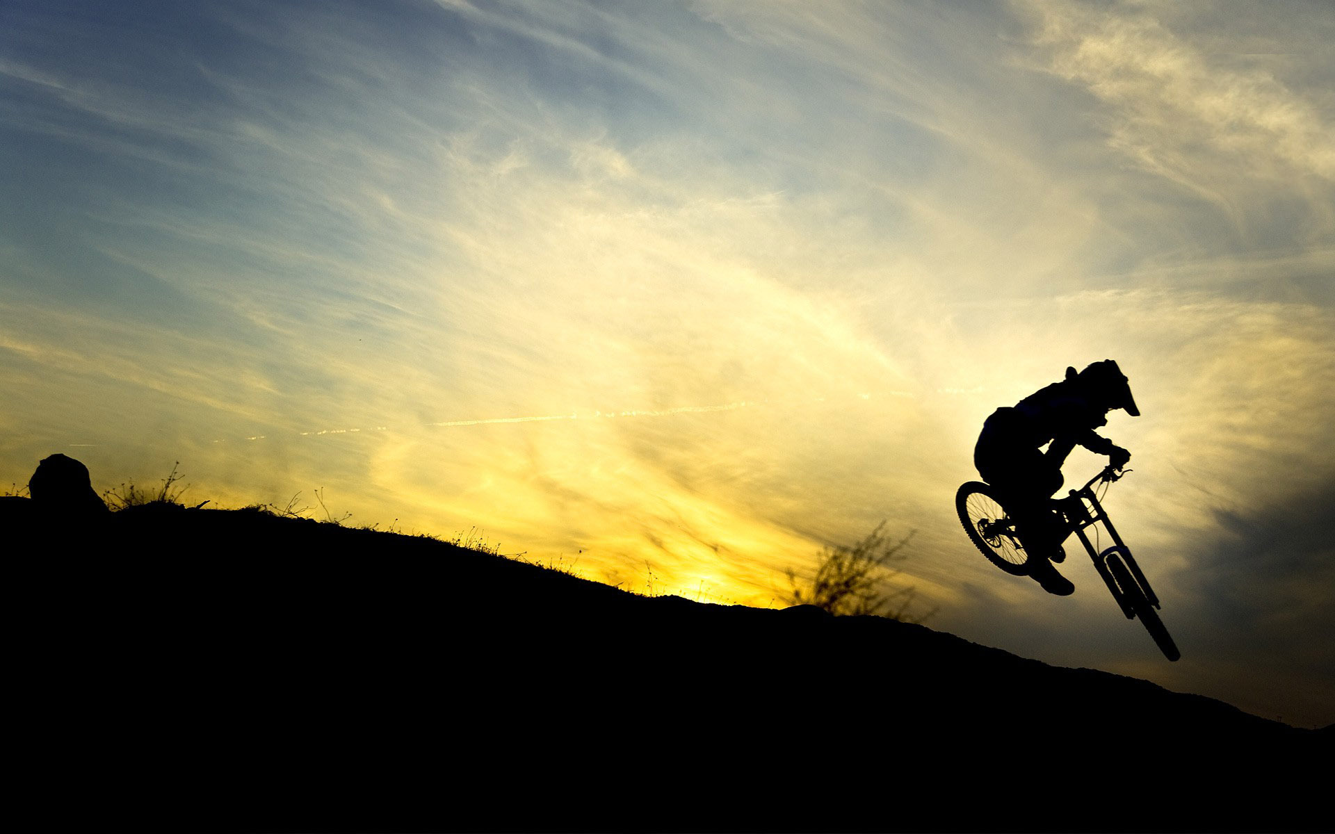 Downhill biker silhouette wallpaper 15756