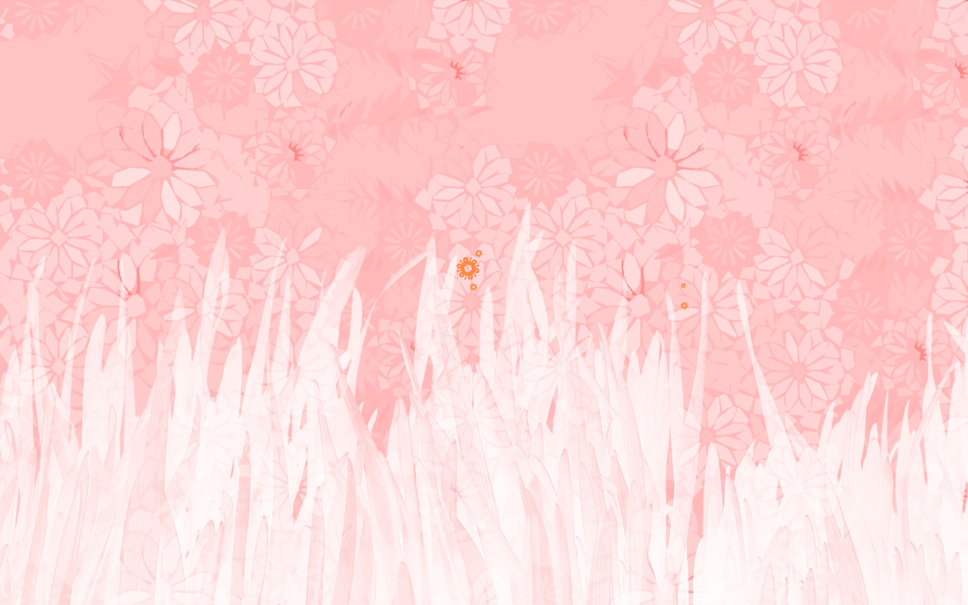 Pink floral wallpaper background with delicate white grass overlay, creating a soft and dreamy aesthetic