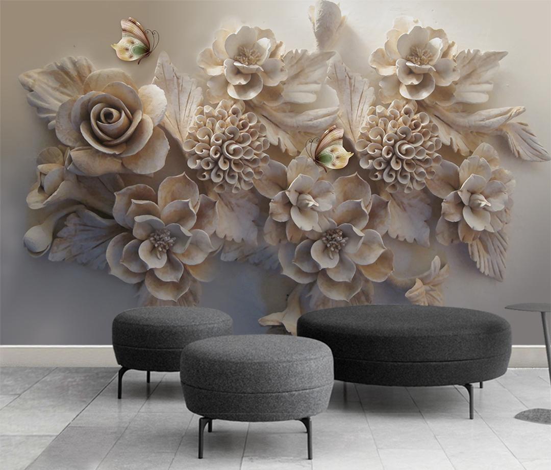 Customized Retail Beautiful Three Dimensional Relief 3d Flowers