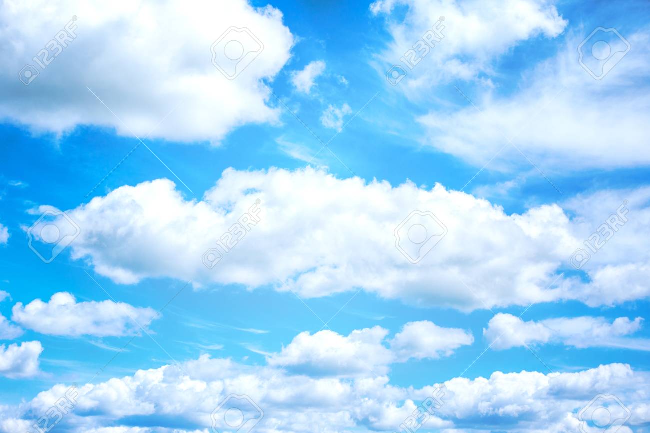 Beautiful Blue Sky And White Clouds On Background Wallpaper Stock