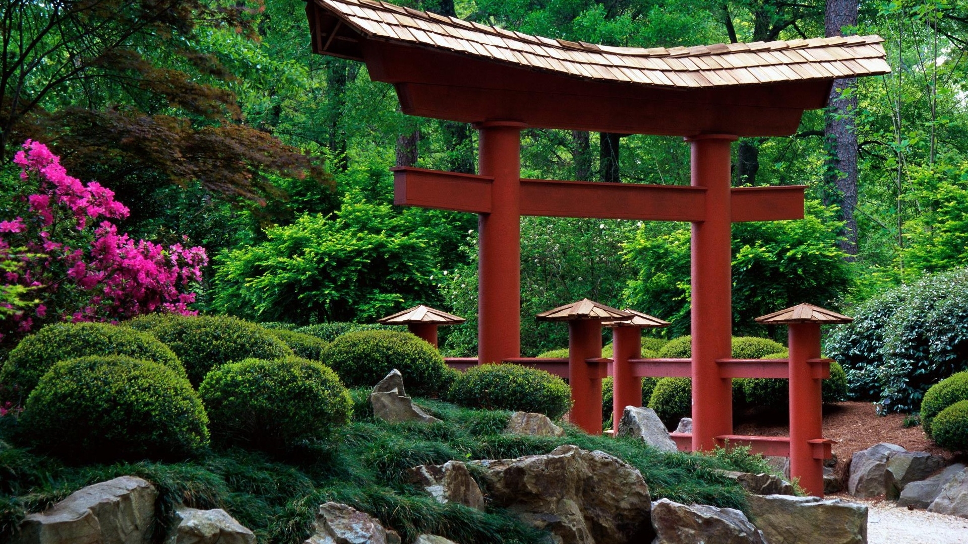 Nature Beautiful Garden In The Japanese Style HD Desktop Wallpaper