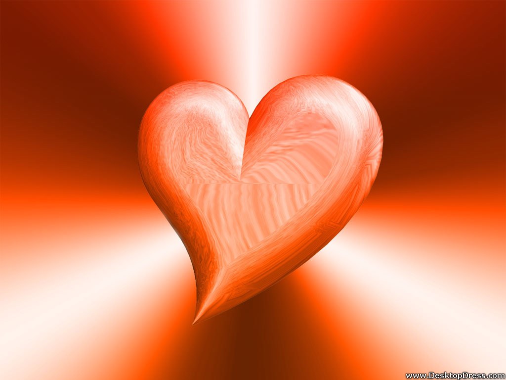 Desktop Wallpaper 3d Background Orange Heart