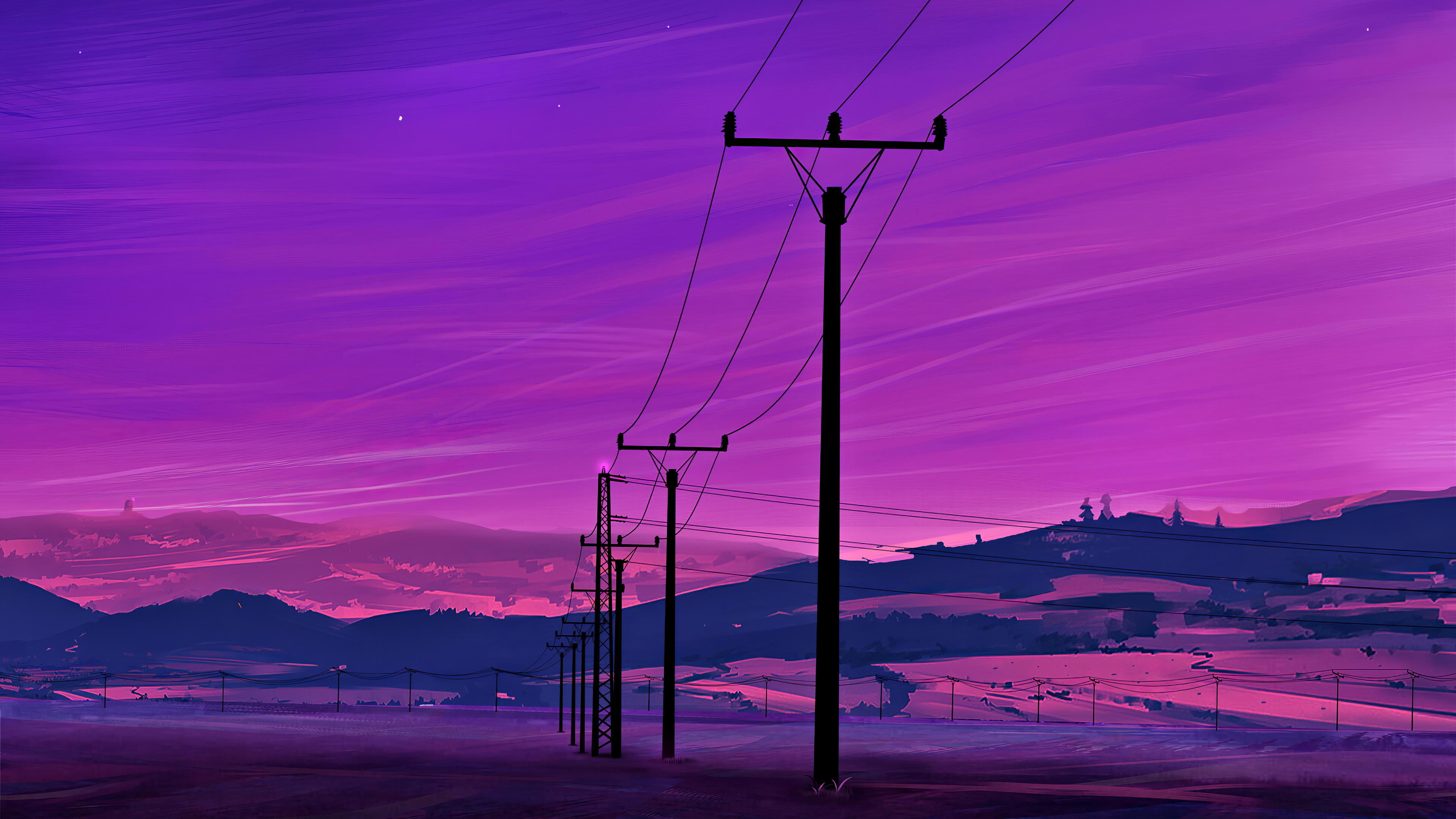 Neon Scenery Landscape Digital Art 4k Wallpaper