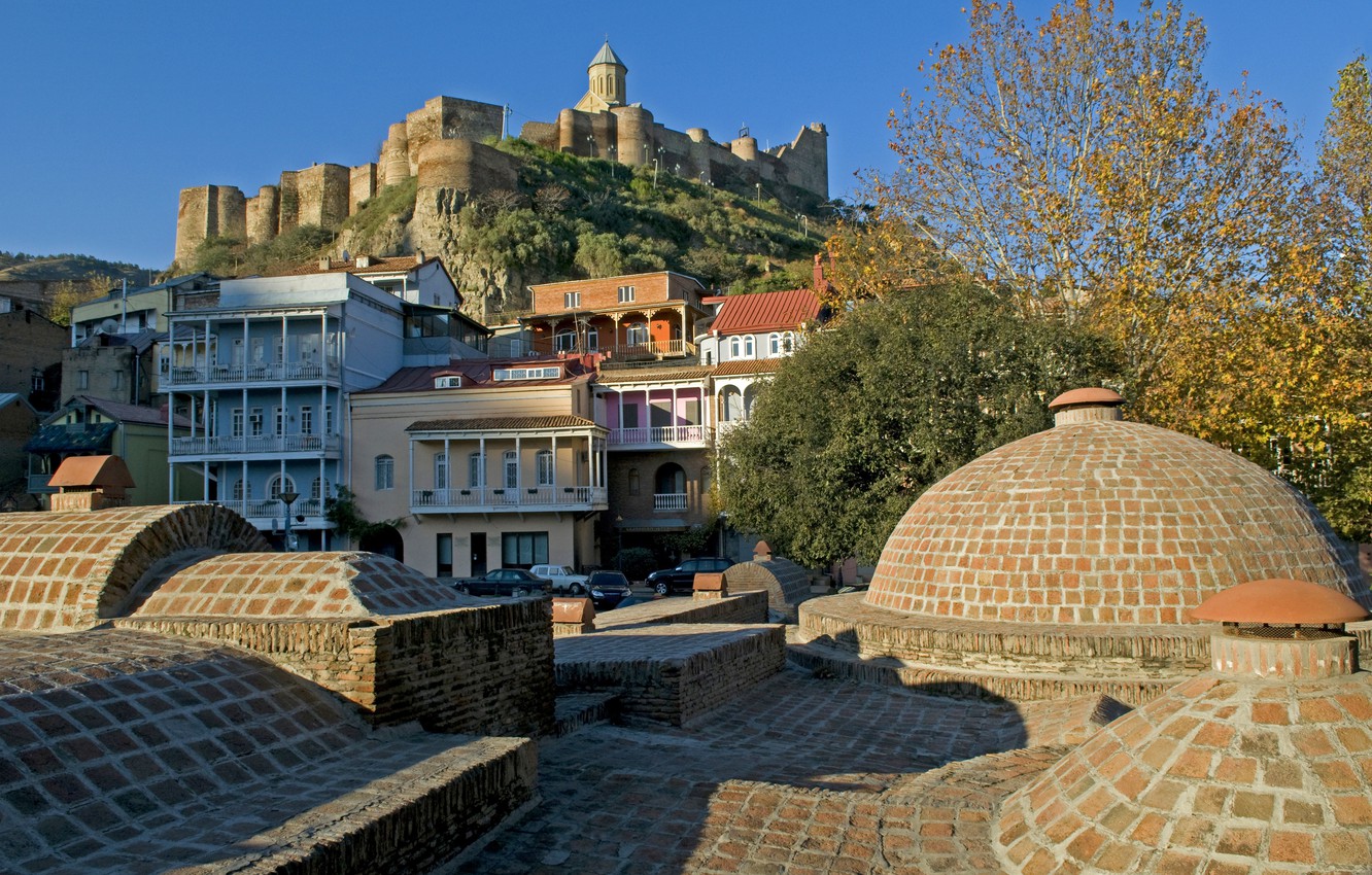 Wallpaper Trees Mountain Home Fortress Sunny Georgia Tbilisi