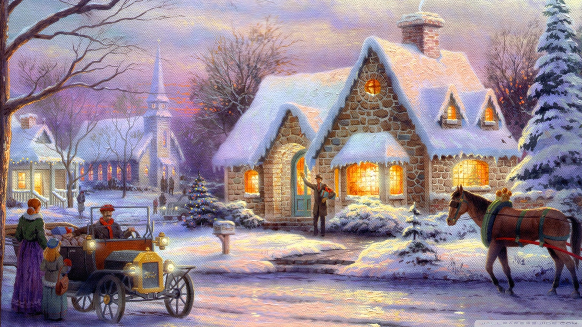 Memories Of Christmas By Thomas Kinkade 4k HD Desktop Wallpaper