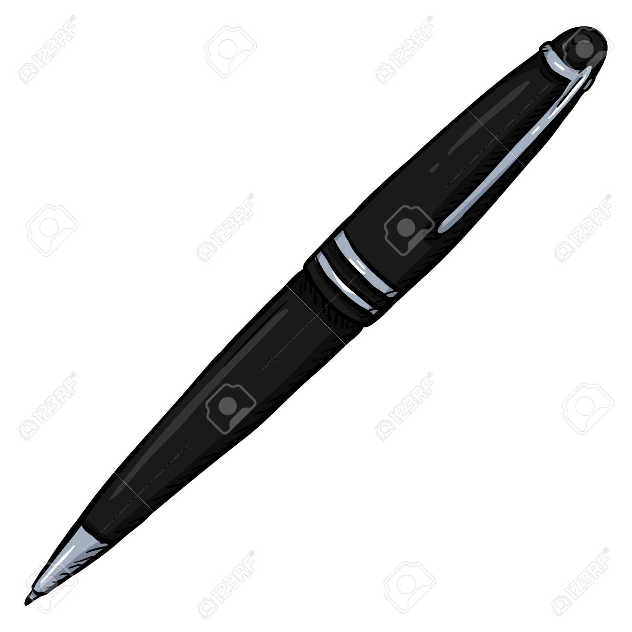 Vector Cartoon Luxury Black Pen On White Background Royalty