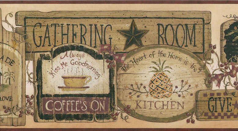 Free Download Gathering Room Signs Wallpaper Border Rustic