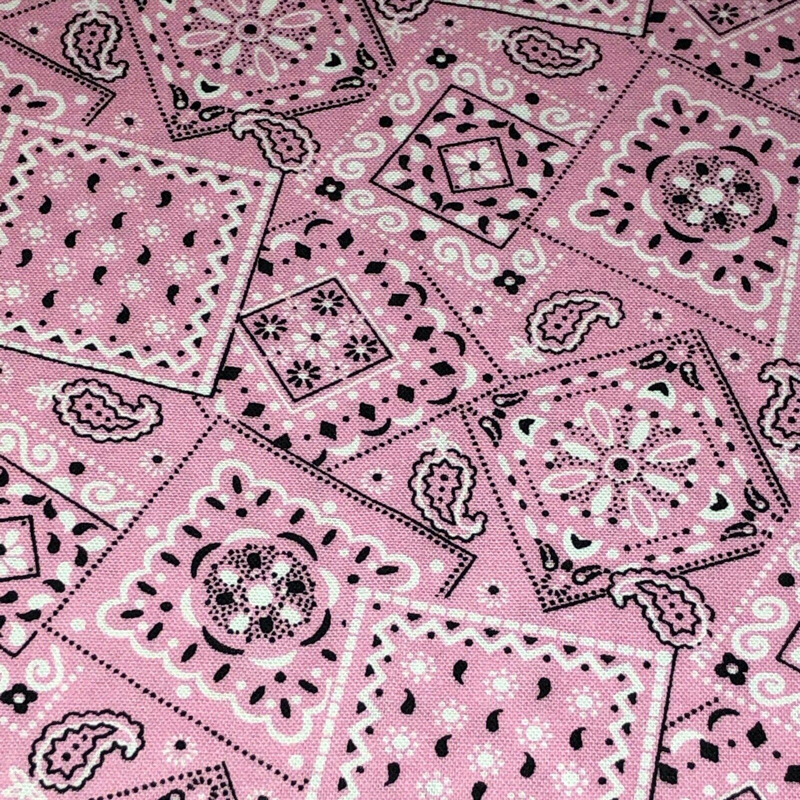 Light Pink Blazin Bandana Cotton Fabric By The Yard X