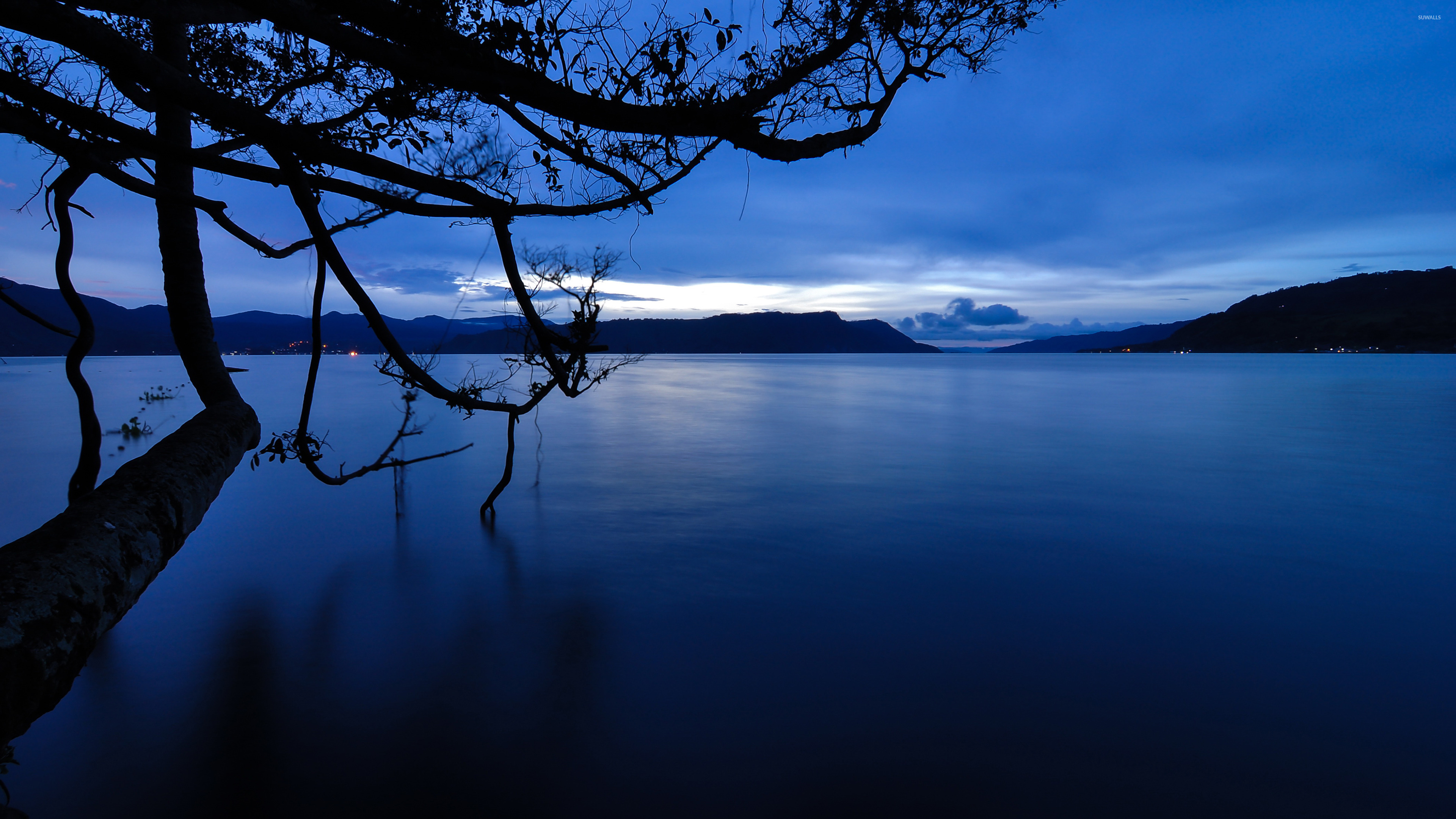 Dark Blue Dusk Over The Lake Wallpaper Nature