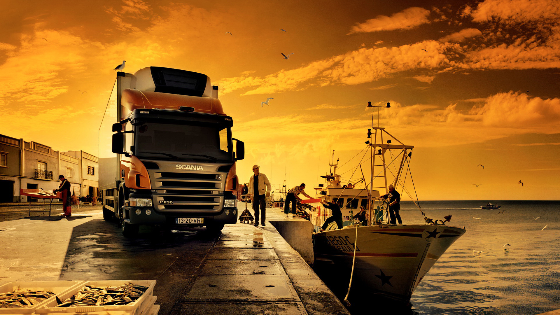 Awesome Orange Scania Truck Wallpaper PC Wallpaper with 1920x1080