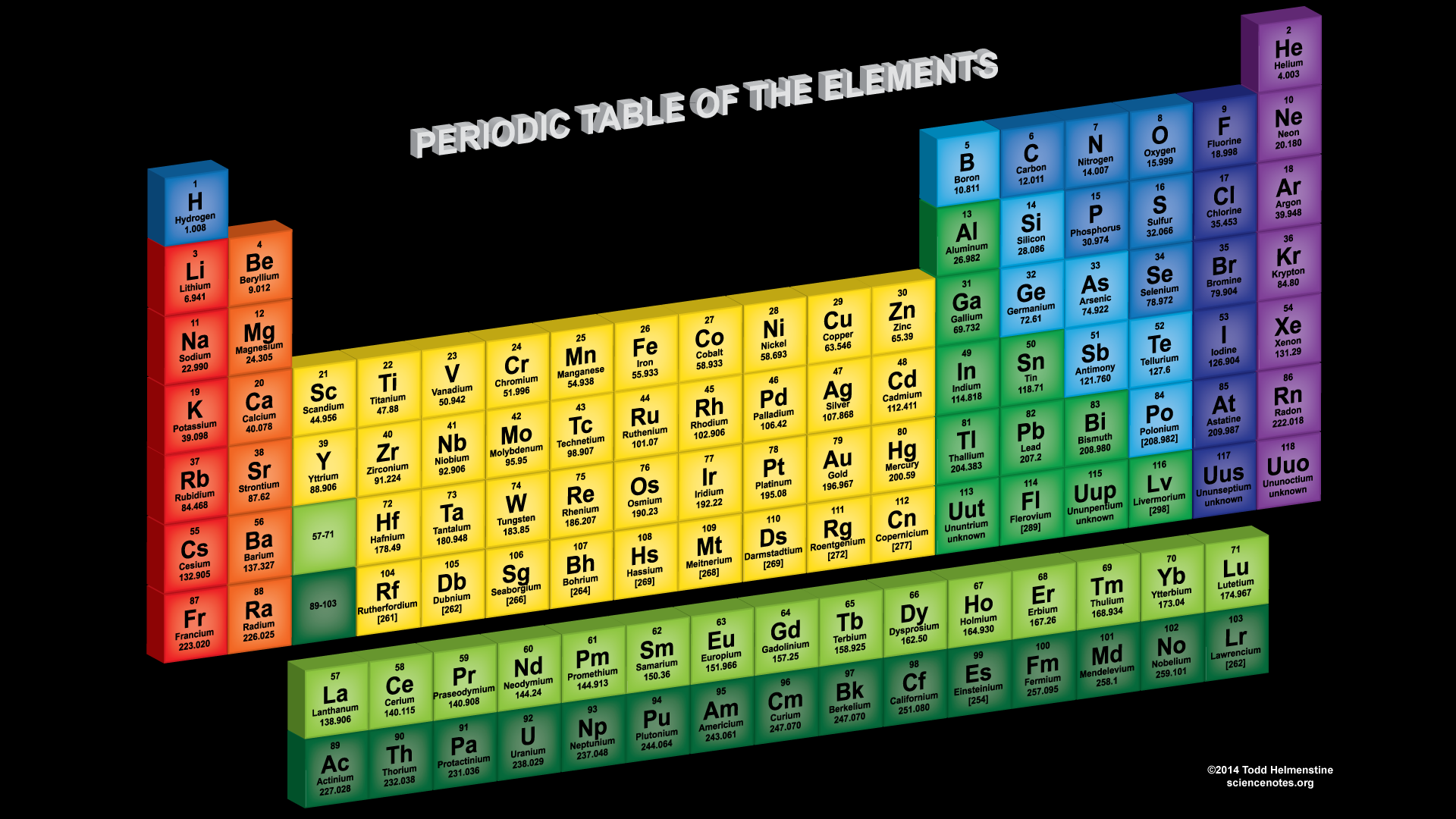 This 3D periodic table wallpaper is offset a little bit to give the 1920x1080