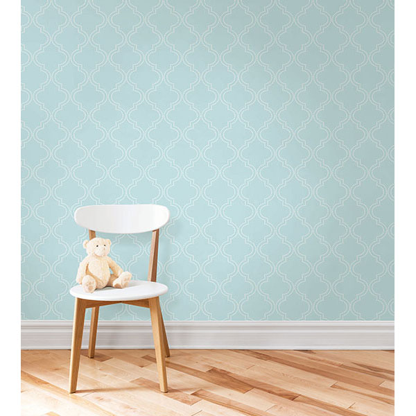Blue Quatrefoil Peel And Stick Wallpaper By NuWallpaper