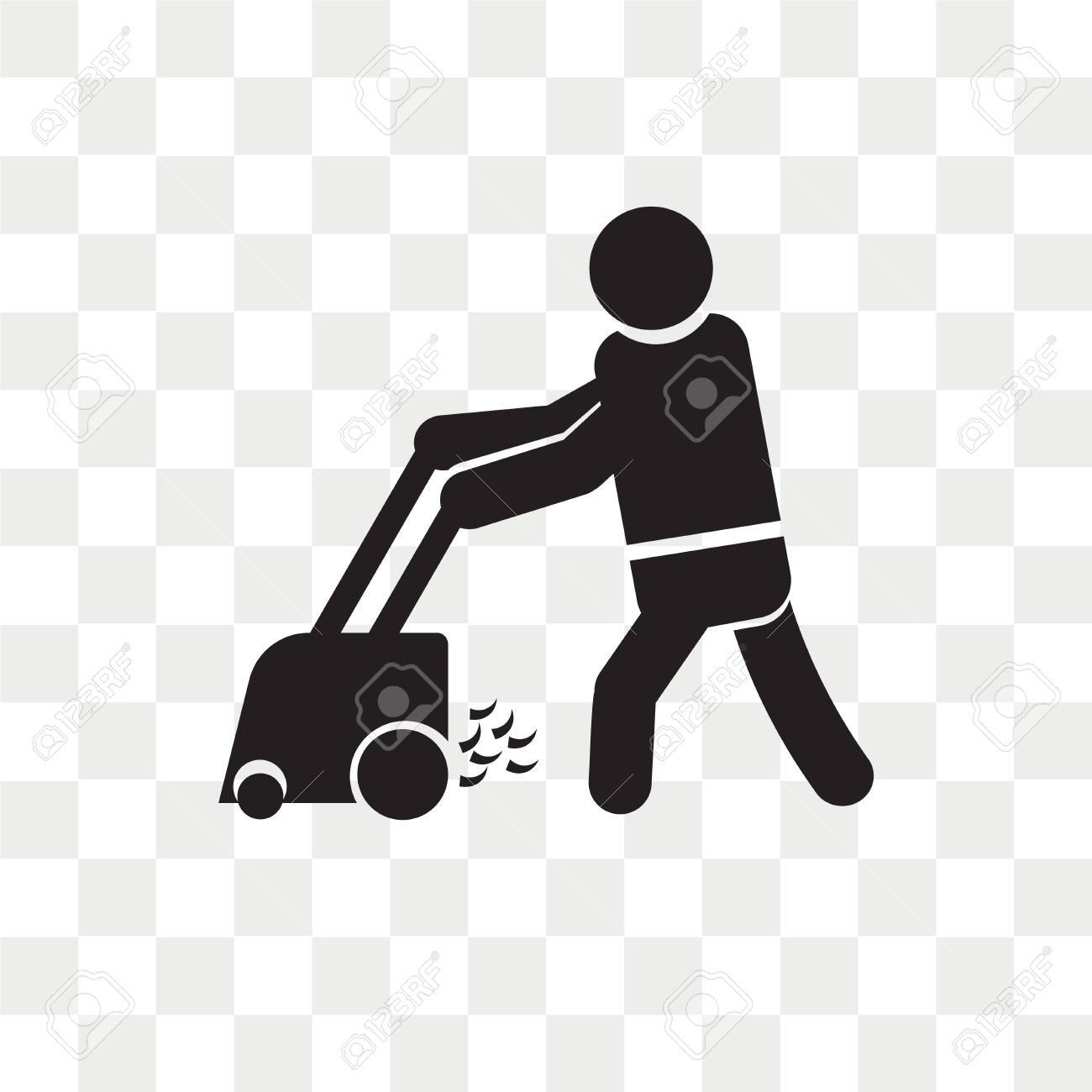 Person Mowing The Grass Vector Icon Isolated On Transparent