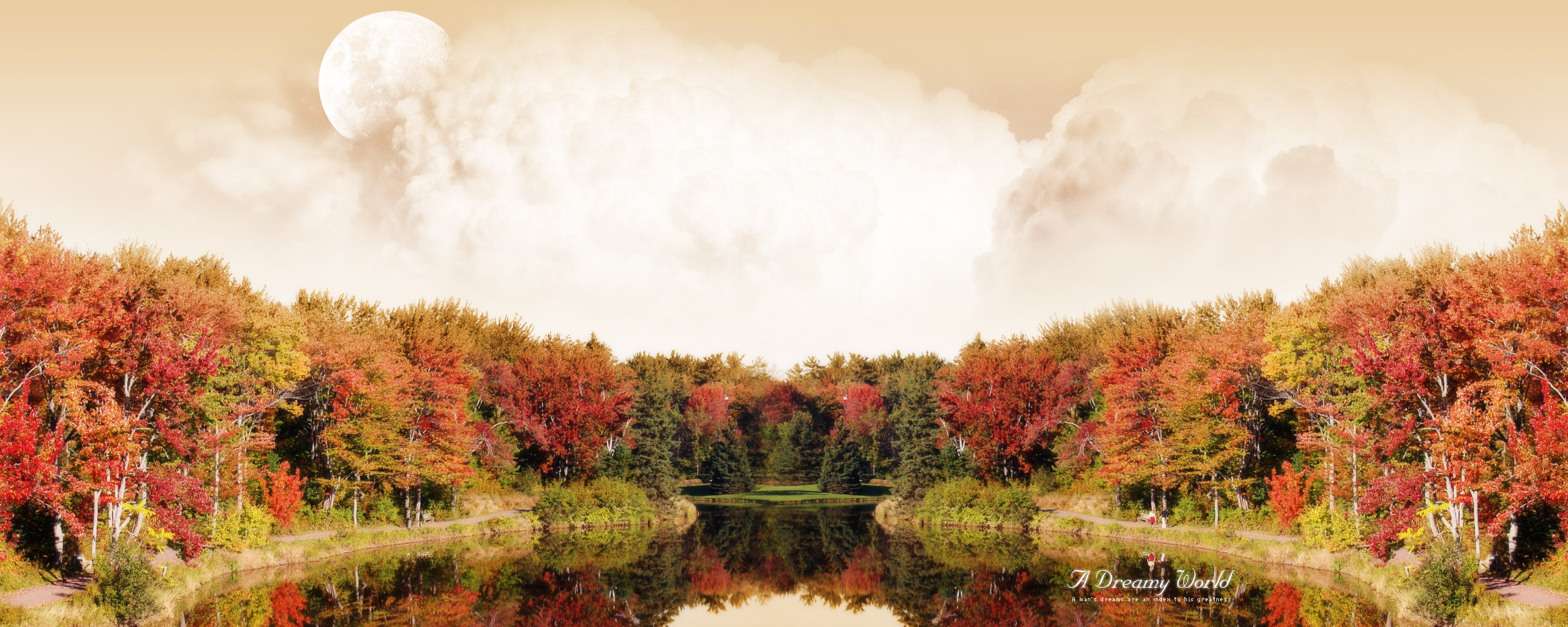 Autumn Lake Woods Wallpaper Myspace Background