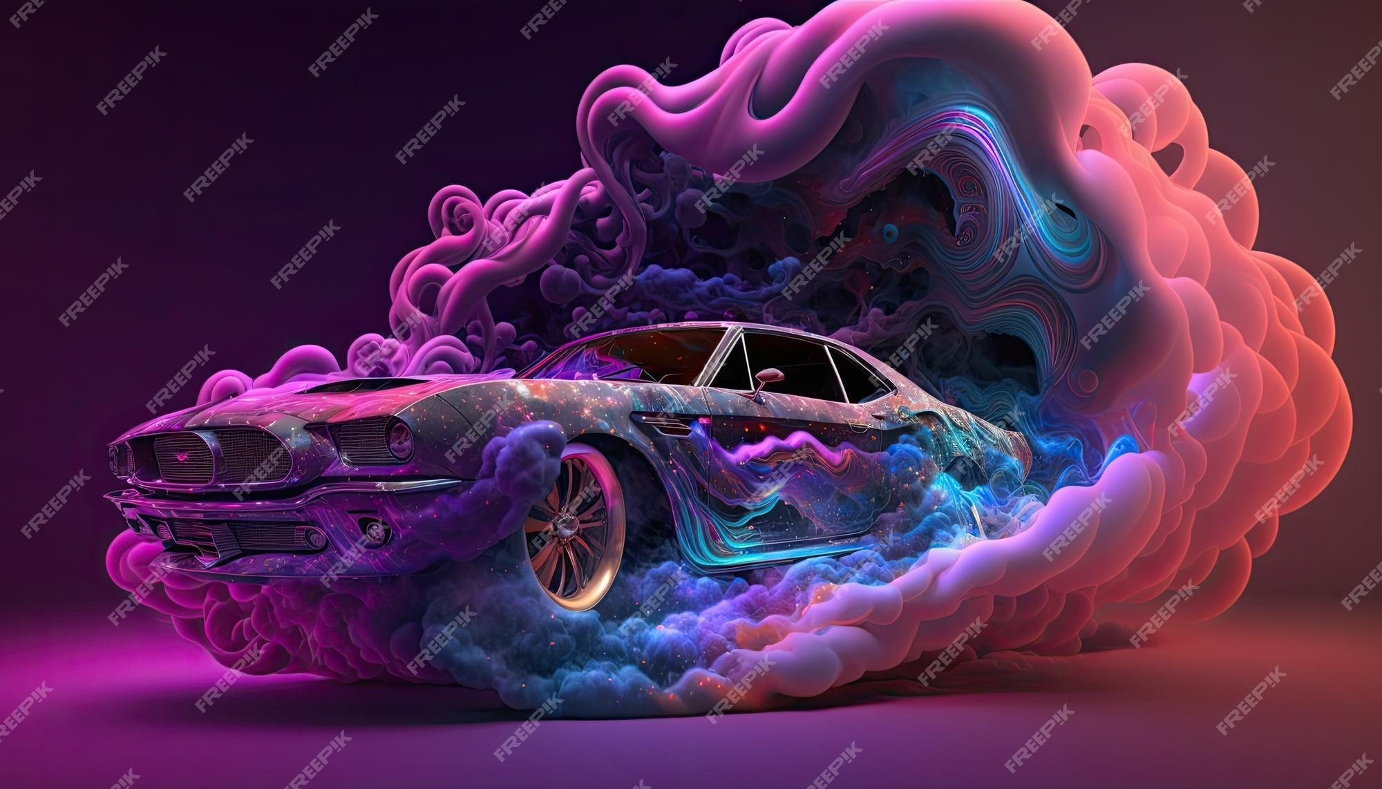 Premium Photo Wallpaper Of Mustang Car With Smoke And Galaxy