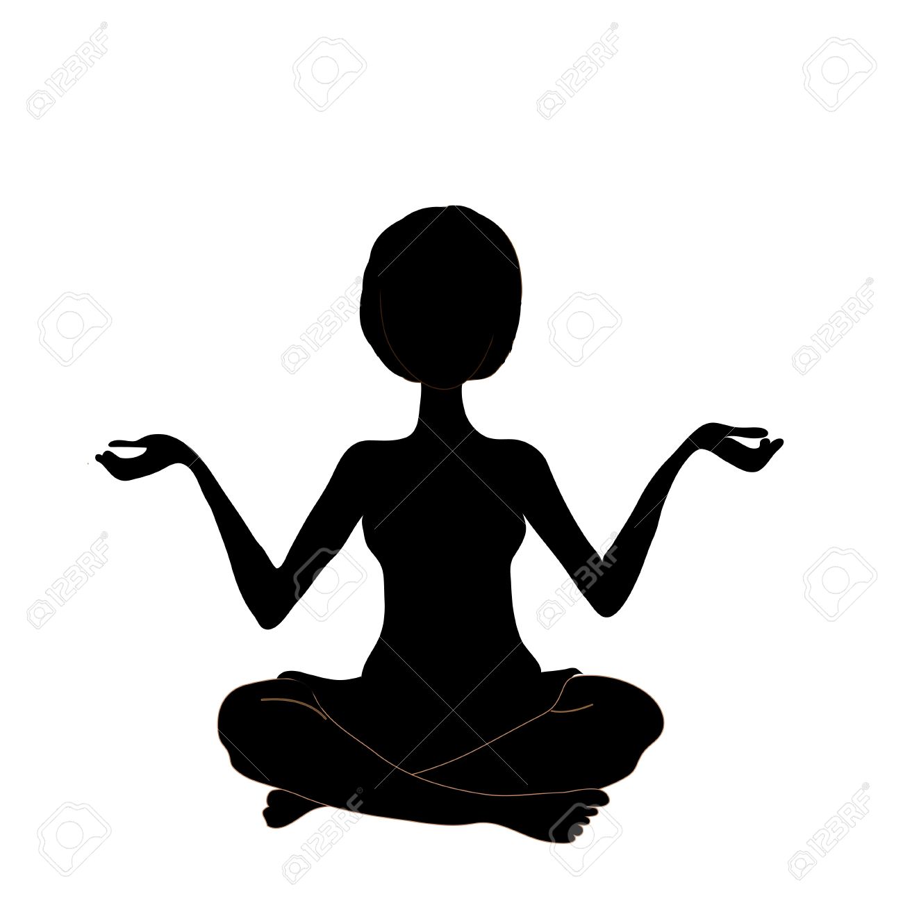 Silhouette Yoga On The White Bzckground Stock Photo Picture And