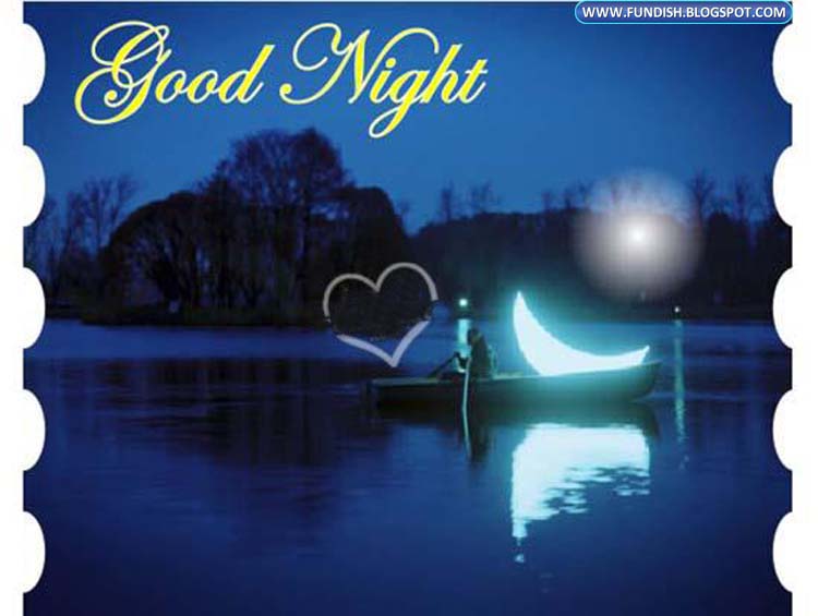 Beautiful Good Night Wallpaper With Moon And Boat At River Image