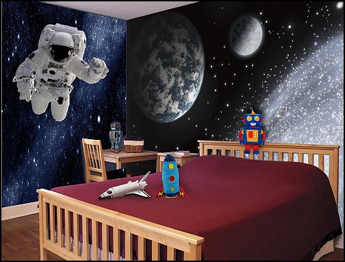 Galaxy Theme Decorating Ideas Moon Stars Bedroom Outerspace