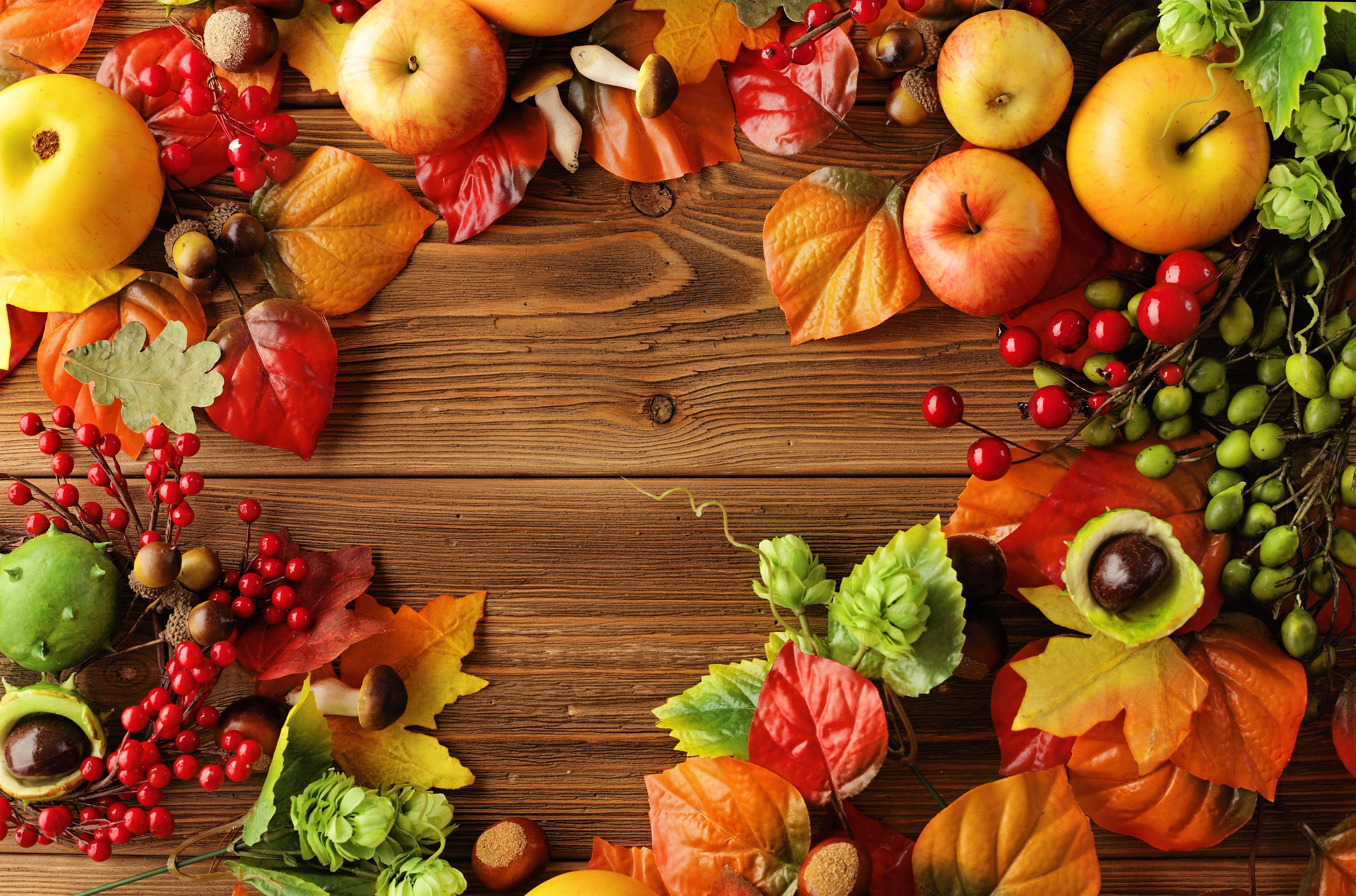 Autumn Wooden Background With Fruits Gallery Yopriceville