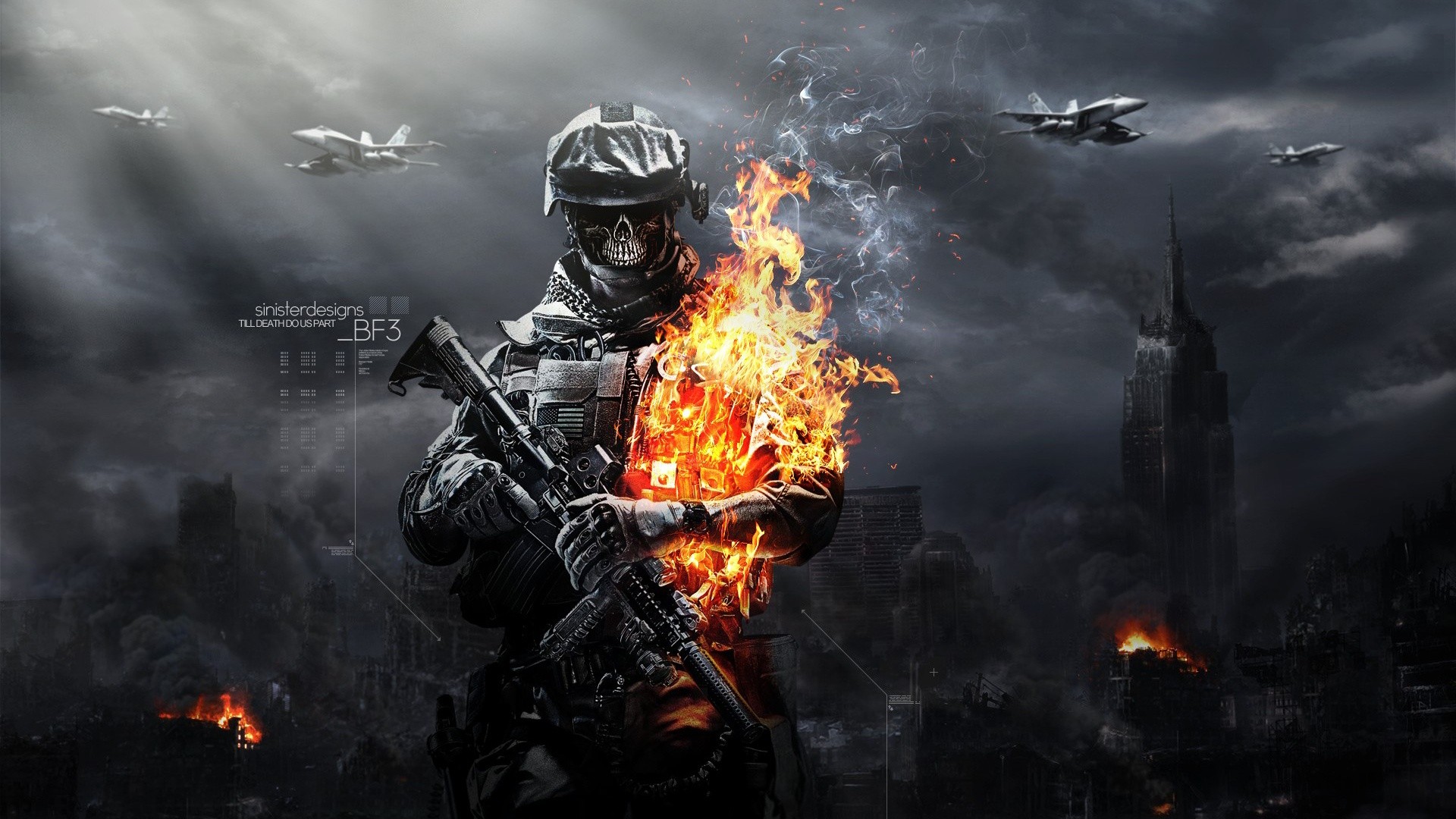Wallpaper Video Games Fire Skull Explosion Battlefield