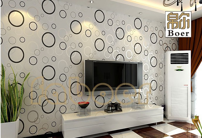 Moderne zwart wit gestreepte papel de parede behang rollen met cirkel