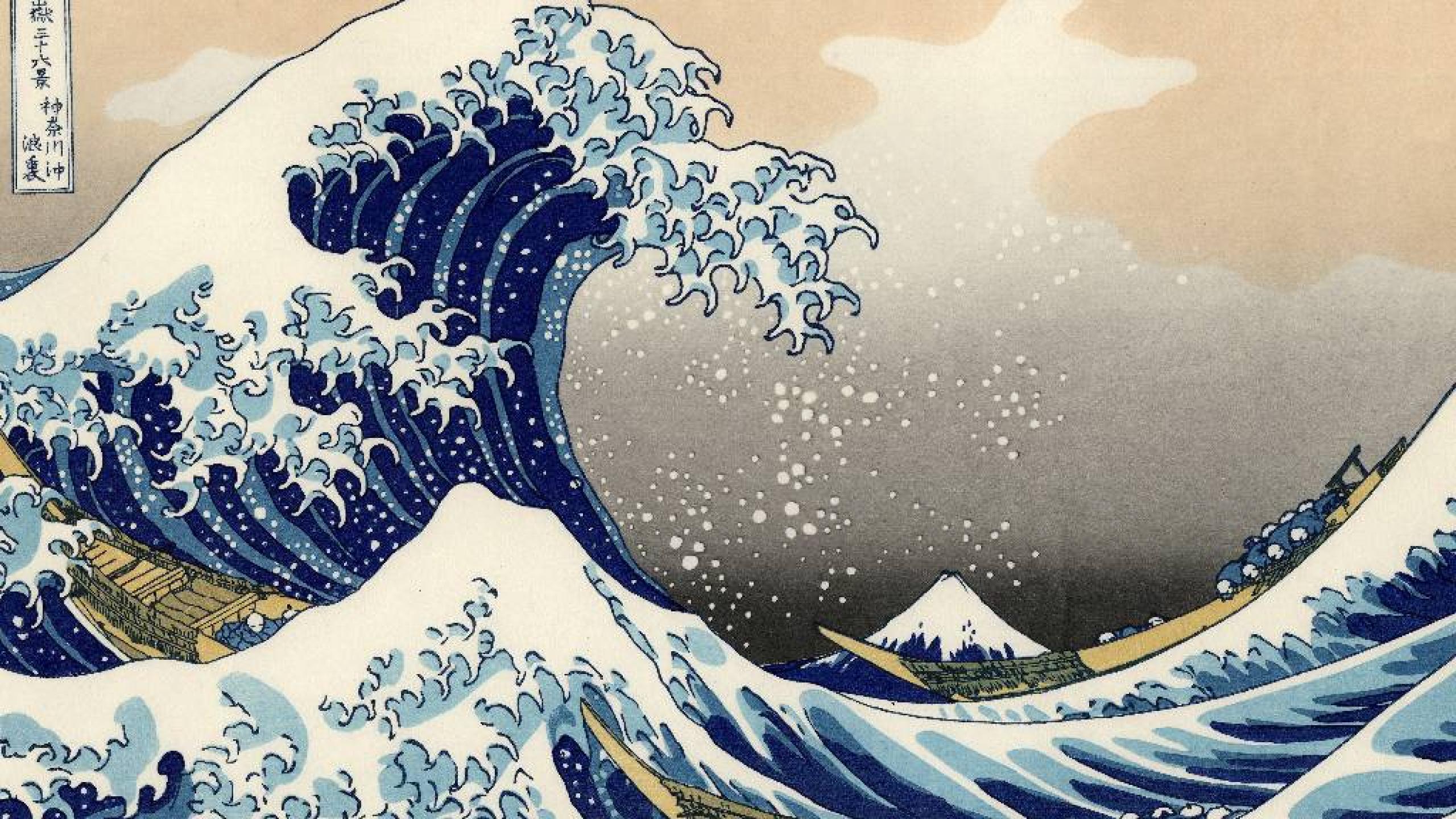 waves the great wave off kanagawa katsushika hokusai HD Wallpaper of