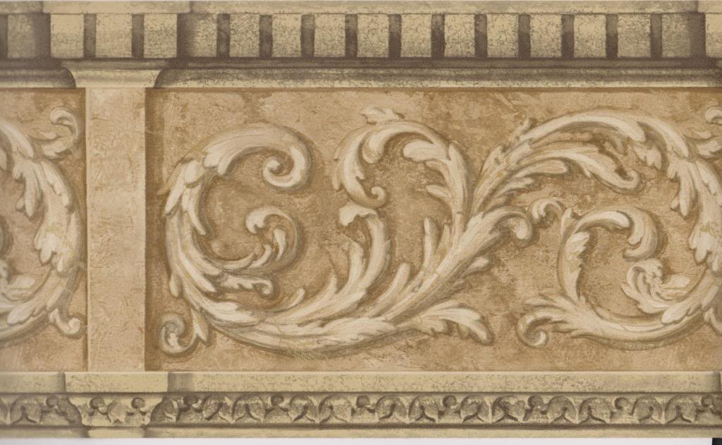 Architectural Wallpaper Border Gold Scroll Molding Wall
