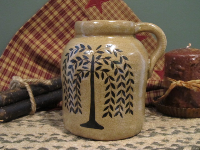 Jug Measures In Height And Round Has A Black Willow Tree