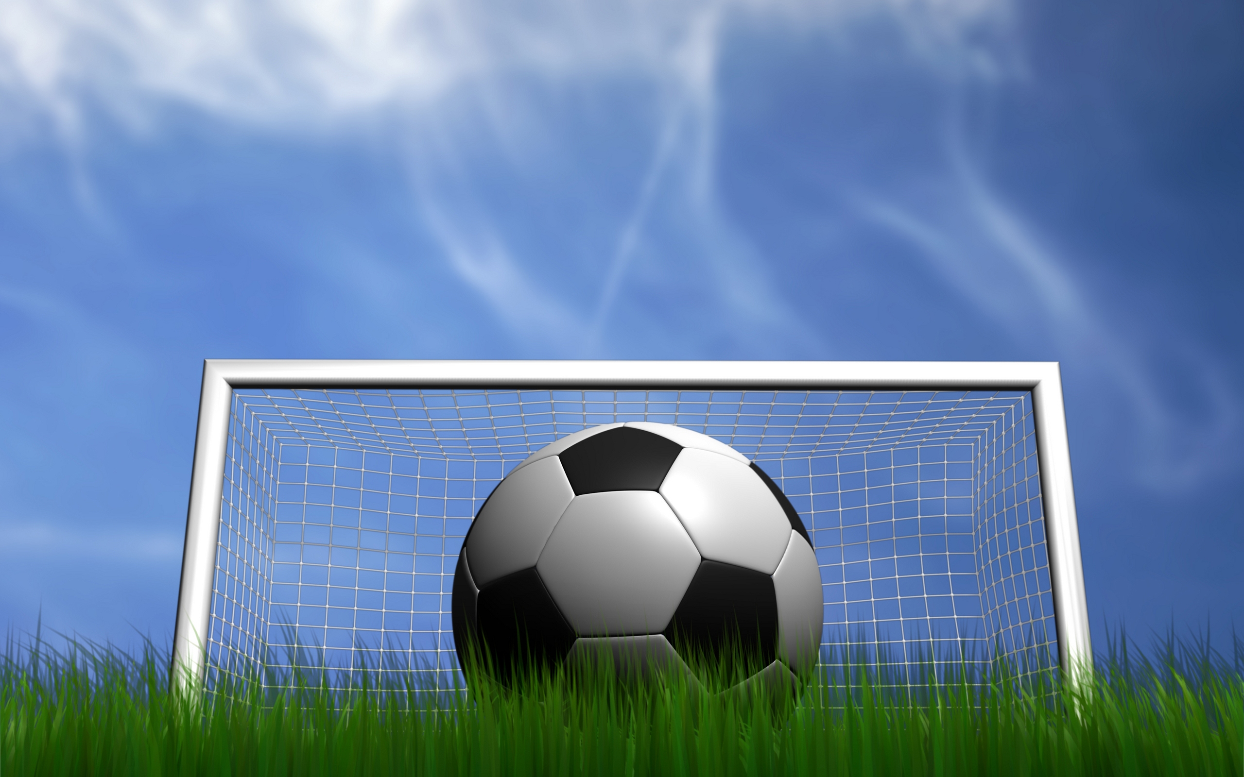Soccer Ball in Front of Goal - HD Soccer Wallpaper