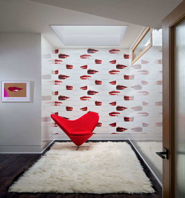 Interior Architecture Beautiful Girl Room Decor With Lips Wallpaper