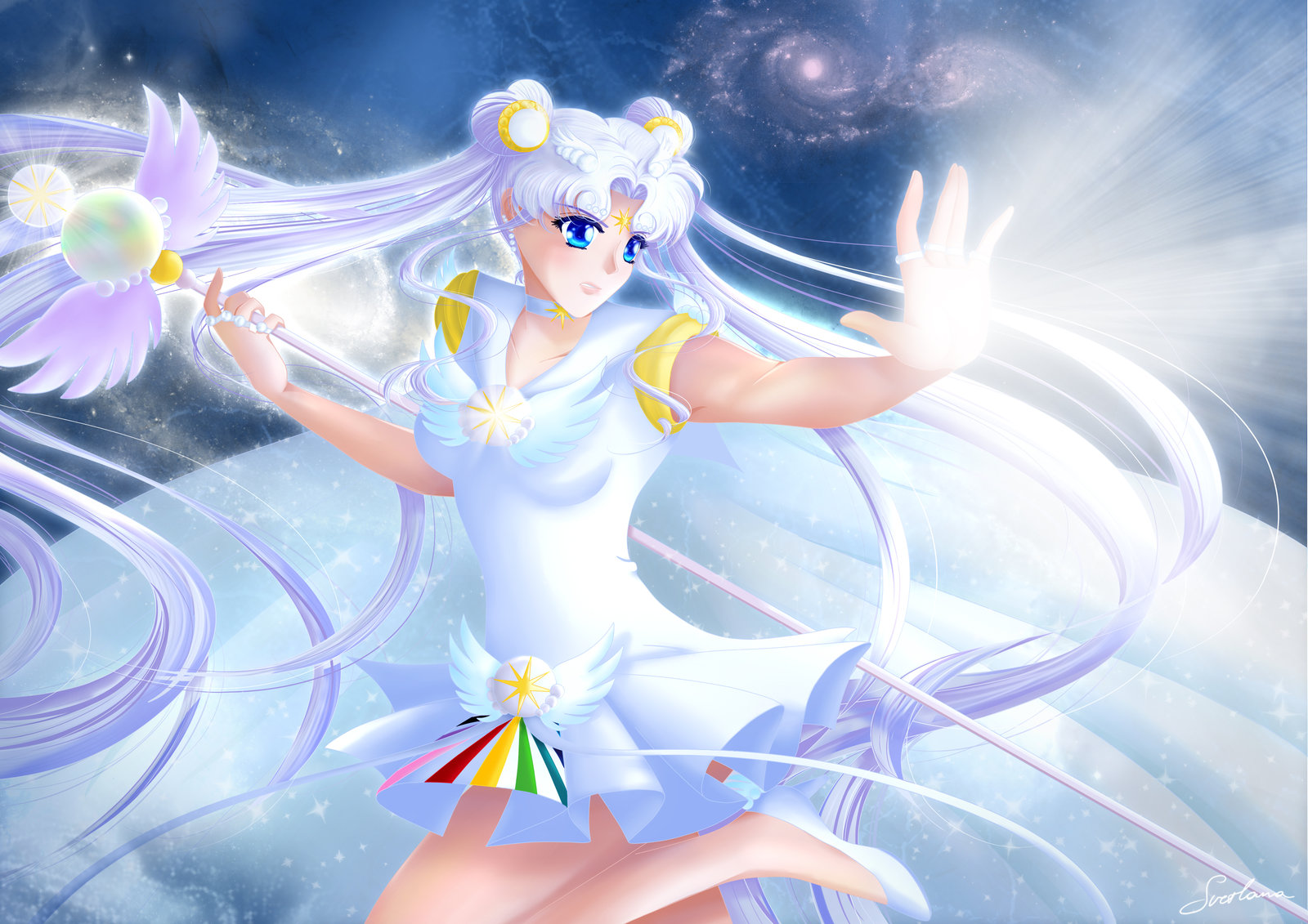 Sailor Cosmos Chibichibi And Guardian On Stars