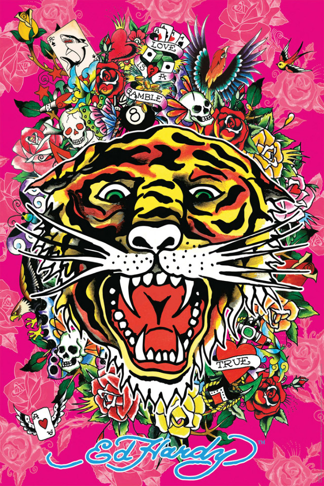 Ed Hardy Tiger Creative Designs Wallpaper For iPhone