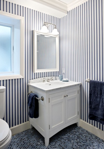 Here S An Example With Narrow Blue And White Stripes The Look Is