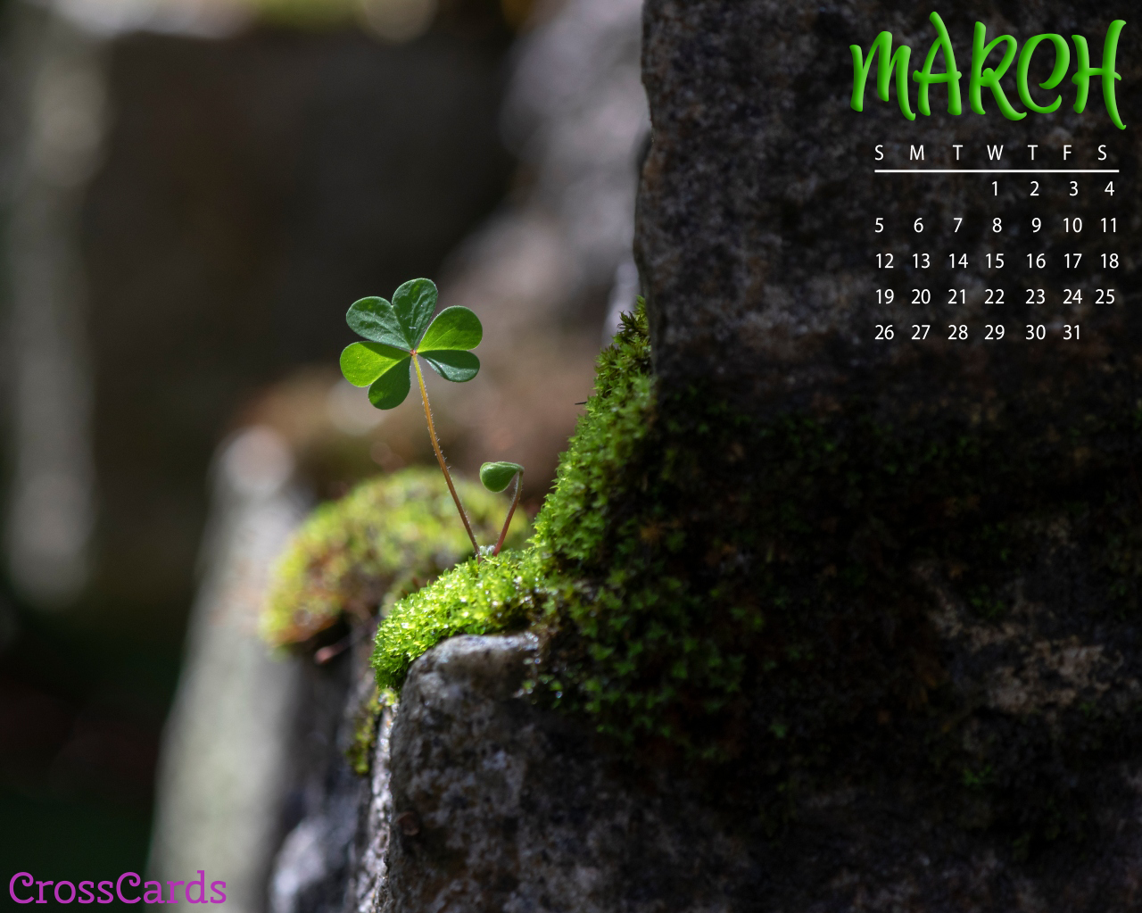 March Clover Desktop Calendar Free March Wallpaper