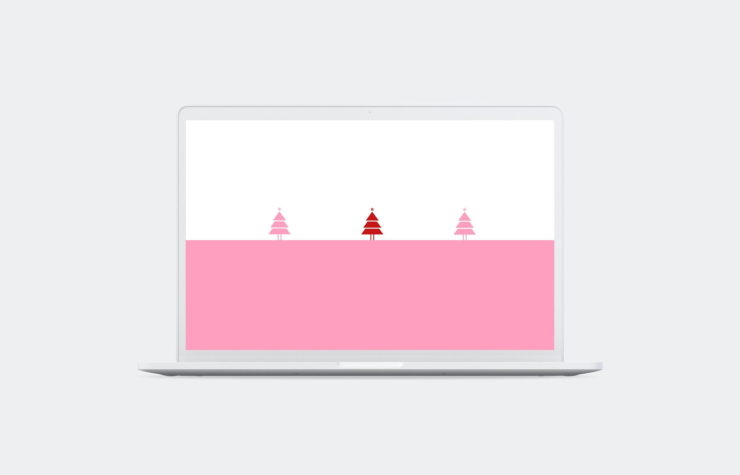 Cute Minimal Christmas Desktop Wallpaper Pink Red White