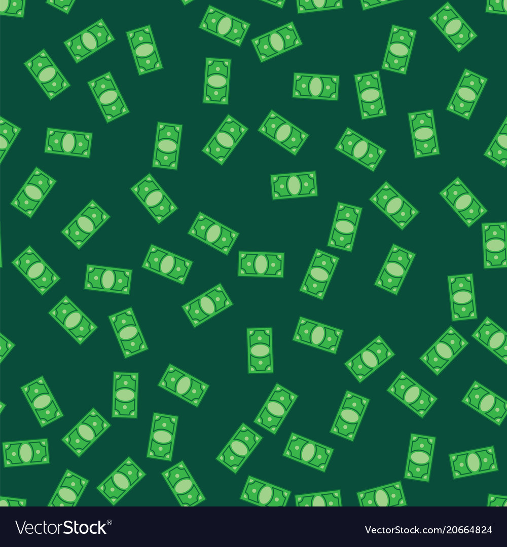 Money bank notes on green pattern background Vector Image