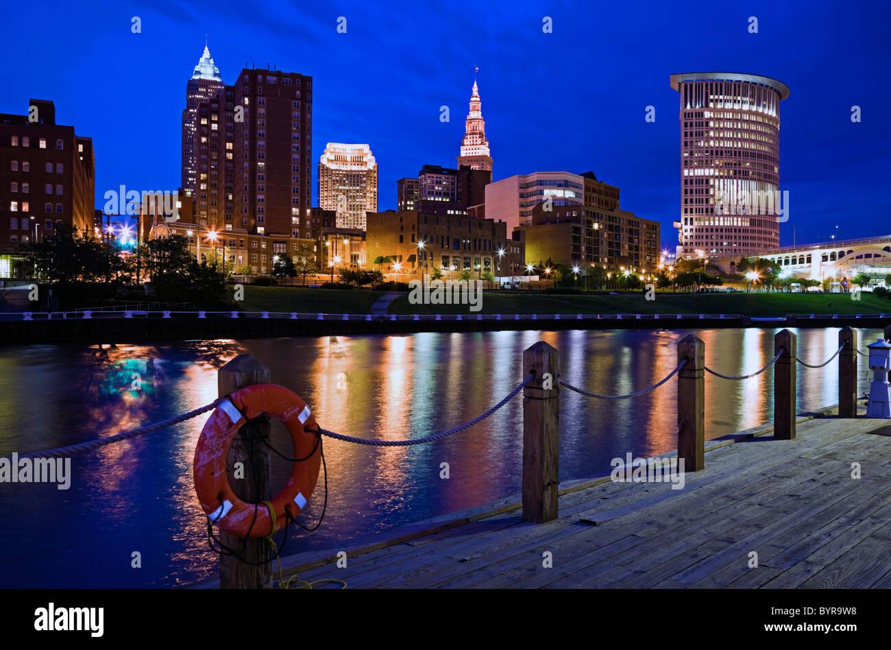 Skyline Of Cleveland Ohio Usa Stock Photo
