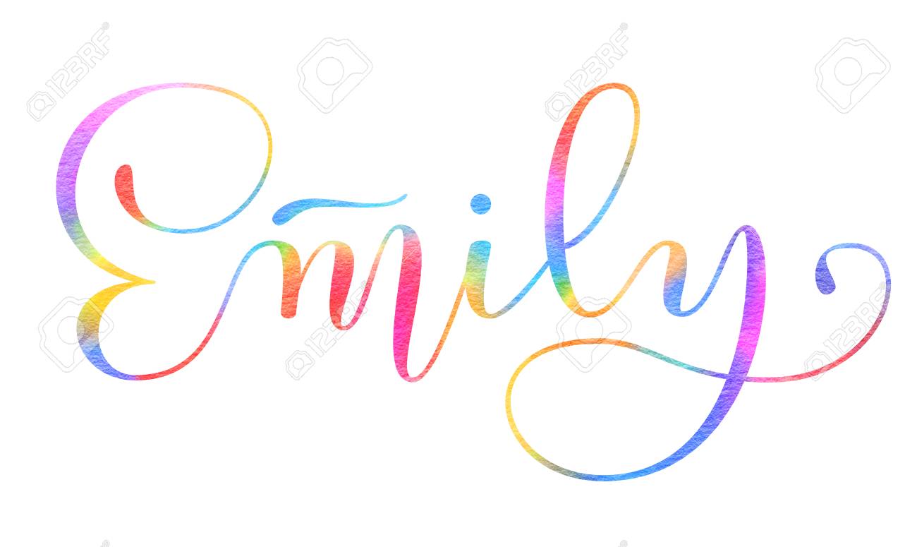 Girl S Name Emily Watercolor Lettering Isolated On White