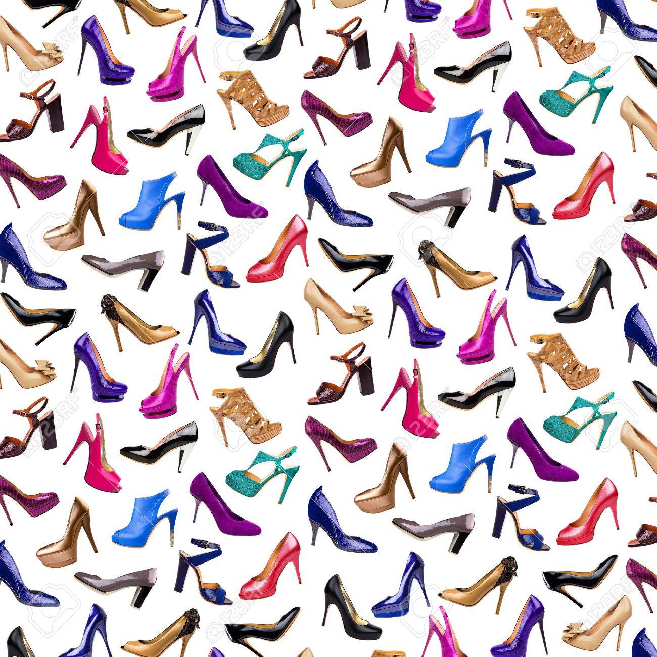 Multicolored Female Shoes Background Stock Photo Picture And